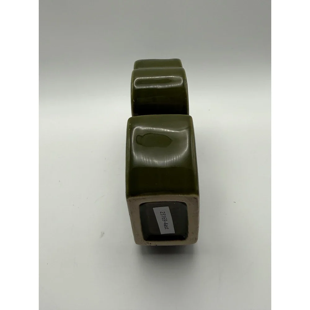 Olive Green Flower‎ Shaped Ceramic Vase MCM Style Decor 6.25